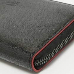 Christian Louboutin Black Crackled Patent Leather Zip Around Continental Wallet