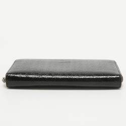 Christian Louboutin Black Crackled Patent Leather Zip Around Continental Wallet
