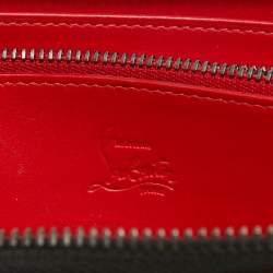 Christian Louboutin Black Crackled Patent Leather Zip Around Continental Wallet