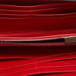 Christian Louboutin Black Crackled Patent Leather Zip Around Continental Wallet