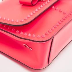 Pre Owned Christian Louboutin Neon Pink Matte and Patent Leather Sweet Charity Shoulder Bag
