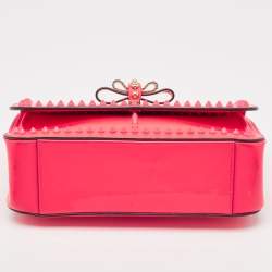 Pre Owned Christian Louboutin Neon Pink Matte and Patent Leather Sweet Charity Shoulder Bag