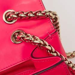 Pre Owned Christian Louboutin Neon Pink Matte and Patent Leather Sweet Charity Shoulder Bag