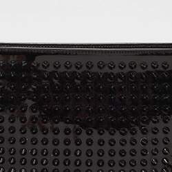Pre Owned Christian Louboutin Black Patent Leather Loubiposh Spike Clutch