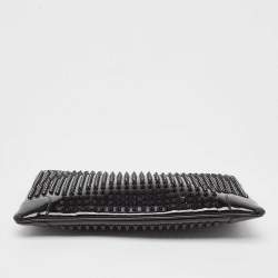 Pre Owned Christian Louboutin Black Patent Leather Loubiposh Spike Clutch