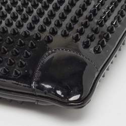 Pre Owned Christian Louboutin Black Patent Leather Loubiposh Spike Clutch