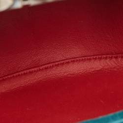 Christian Louboutin Teal Suede Crystals Embellished Mina Chain Clutch