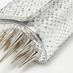 Christian Louboutin Silver Python Marquise Spiked Clutch