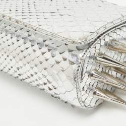 Christian Louboutin Silver Python Marquise Spiked Clutch