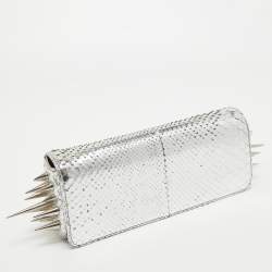 Christian Louboutin Silver Python Marquise Spiked Clutch
