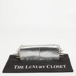 Christian Louboutin Silver Python Marquise Spiked Clutch