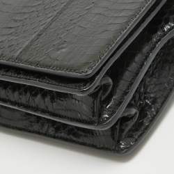 Christian Louboutin Black Watersnake Leather Flap Embellished Chain Bag
