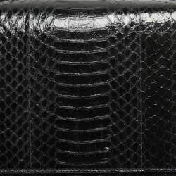 Christian Louboutin Black Watersnake Leather Flap Embellished Chain Bag