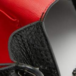 Christian Louboutin Black Watersnake Leather Flap Embellished Chain Bag