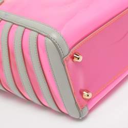 Christian Louboutin Pink/Grey PVC and Leather Stripe Tote