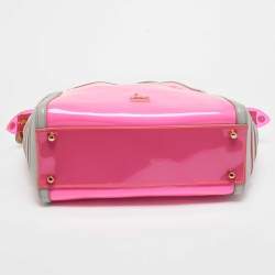 Christian Louboutin Pink/Grey PVC and Leather Stripe Tote