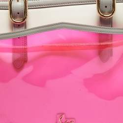 Christian Louboutin Pink/Grey PVC and Leather Stripe Tote