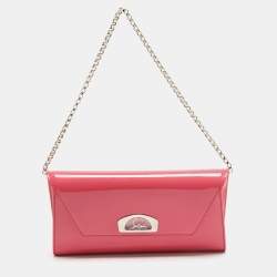 Christian Louboutin Pink Patent Leather Vero Dodat Chain Clutch