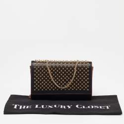 Christian Louboutin Black Leather Paloma Spiked Chain Clutch