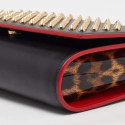 Christian Louboutin Black Leather Paloma Spiked Chain Clutch