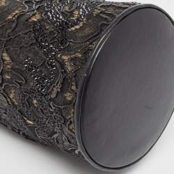 Christian Louboutin Black Lace, Feather and Leather Marie Jane Bucket Bag