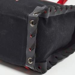Christian Louboutin Black/Red Canvas Cabalace Tote