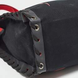 Christian Louboutin Black/Red Canvas Cabalace Tote