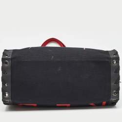 Christian Louboutin Black/Red Canvas Cabalace Tote