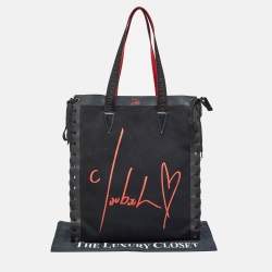 Christian Louboutin Black/Red Canvas Cabalace Tote