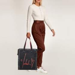 Christian Louboutin Black/Red Canvas Cabalace Tote