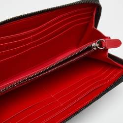 Christian Louboutin Black Leather Spikes Panettone Zip Around Wallet