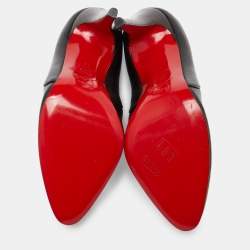 Pre Owned Christian Louboutin Black Leather Ankle Booties Size 39