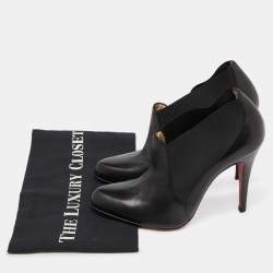 Pre Owned Christian Louboutin Black Leather Ankle Booties Size 39