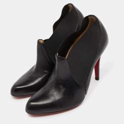 Pre Owned Christian Louboutin Black Leather Ankle Booties Size 39