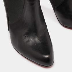 Pre Owned Christian Louboutin Black Leather Ankle Booties Size 39