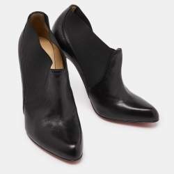 Pre Owned Christian Louboutin Black Leather Ankle Booties Size 39