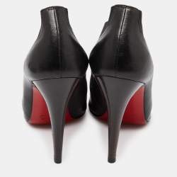 Pre Owned Christian Louboutin Black Leather Ankle Booties Size 39