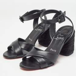 Christian Louboutin Black Leather Summer Mariza Sandals Size 36