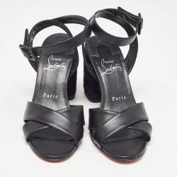 Christian Louboutin Black Leather Summer Mariza Sandals Size 36