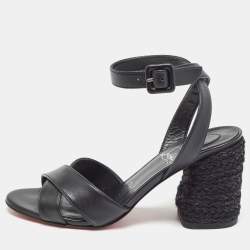 Christian Louboutin Black Leather Summer Mariza Sandals Size 36