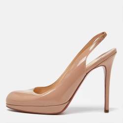 Pre Owned Christian Louboutin Beige Leather Round Toe Singback Pumps Size 39.5