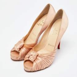 Pre Owned Christian Louboutin Pink Satin Greissimo Pumps Size 38.5