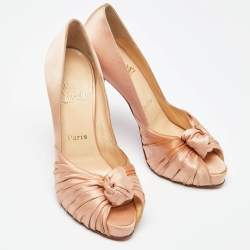 Pre Owned Christian Louboutin Pink Satin Greissimo Pumps Size 38.5