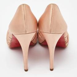 Pre Owned Christian Louboutin Pink Satin Greissimo Pumps Size 38.5