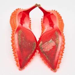 Pre Owned Christian Louboutin Neon Pink Patent Leather Pigalle Spikes Pumps Size 35.5