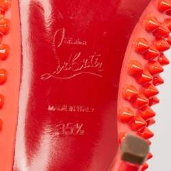 Pre Owned Christian Louboutin Neon Pink Patent Leather Pigalle Spikes Pumps Size 35.5
