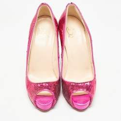 Christian Louboutin Pink Sequins Very Prive  Pumps Size 38.5