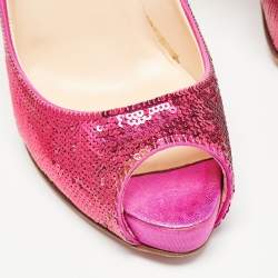 Christian Louboutin Pink Sequins Very Prive  Pumps Size 38.5