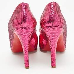 Christian Louboutin Pink Sequins Very Prive  Pumps Size 38.5