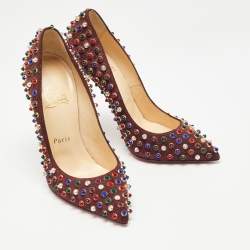 Pre Owned Christian Louboutin Burgundy Suede Follies Cabo Pumps Size 37